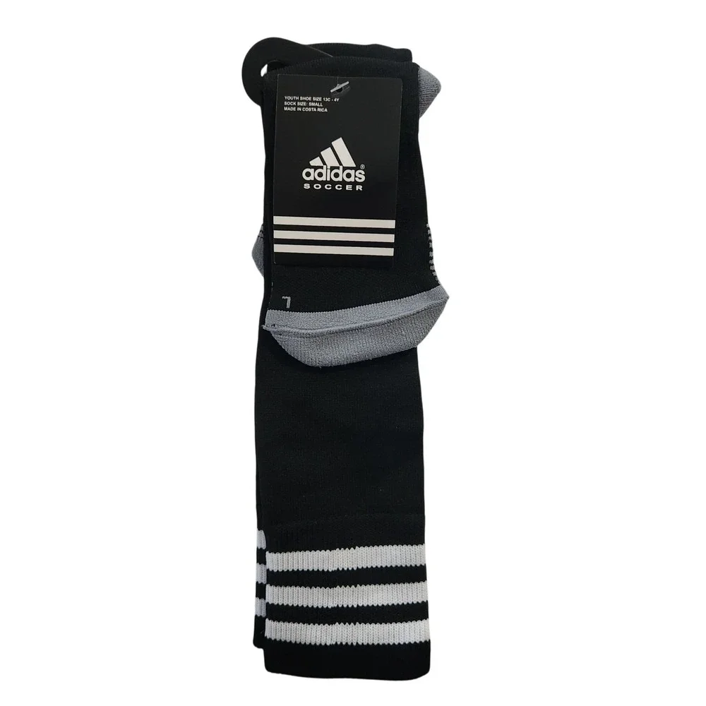 Adidas‎ Soccer Youth Black Sock Small 3 Stripe Shoe Size 13C 4Y New